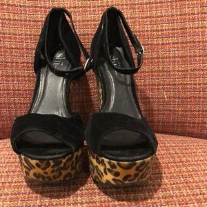 Faux suede cheetah platform